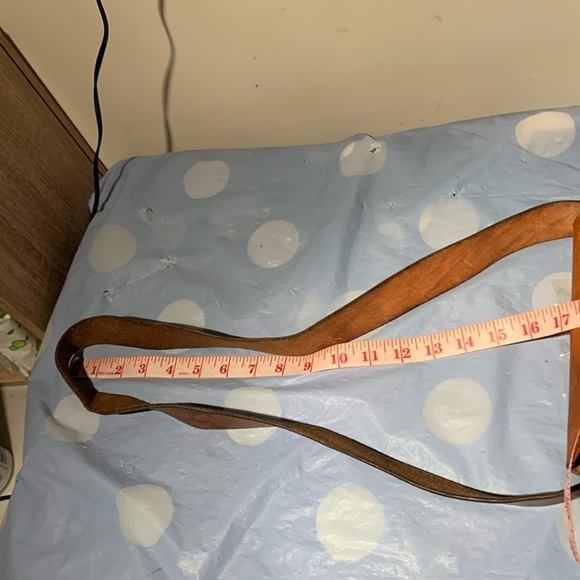 VTg Brown leather Saddle Shoulder Bag Canadian Handmade Carved Trees Landscapes - Picture 12 of 16